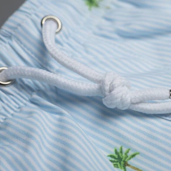 NEW Bermies Palm Stripes Mesh Liner Elastic Waist Pull On Swim Trunks Suit Short - Picture 4 of 7